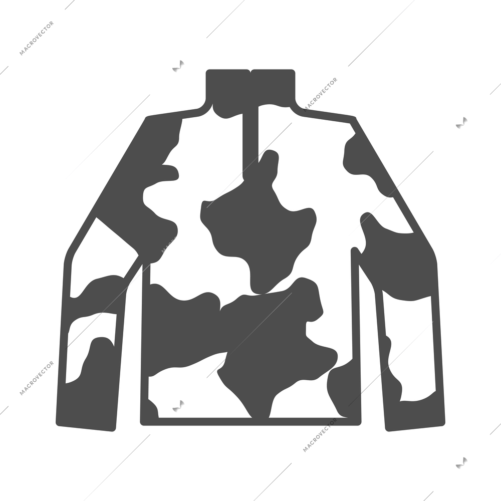 Paintball outdoor game composition with black monochrome icon isolated on blank background vector illustration