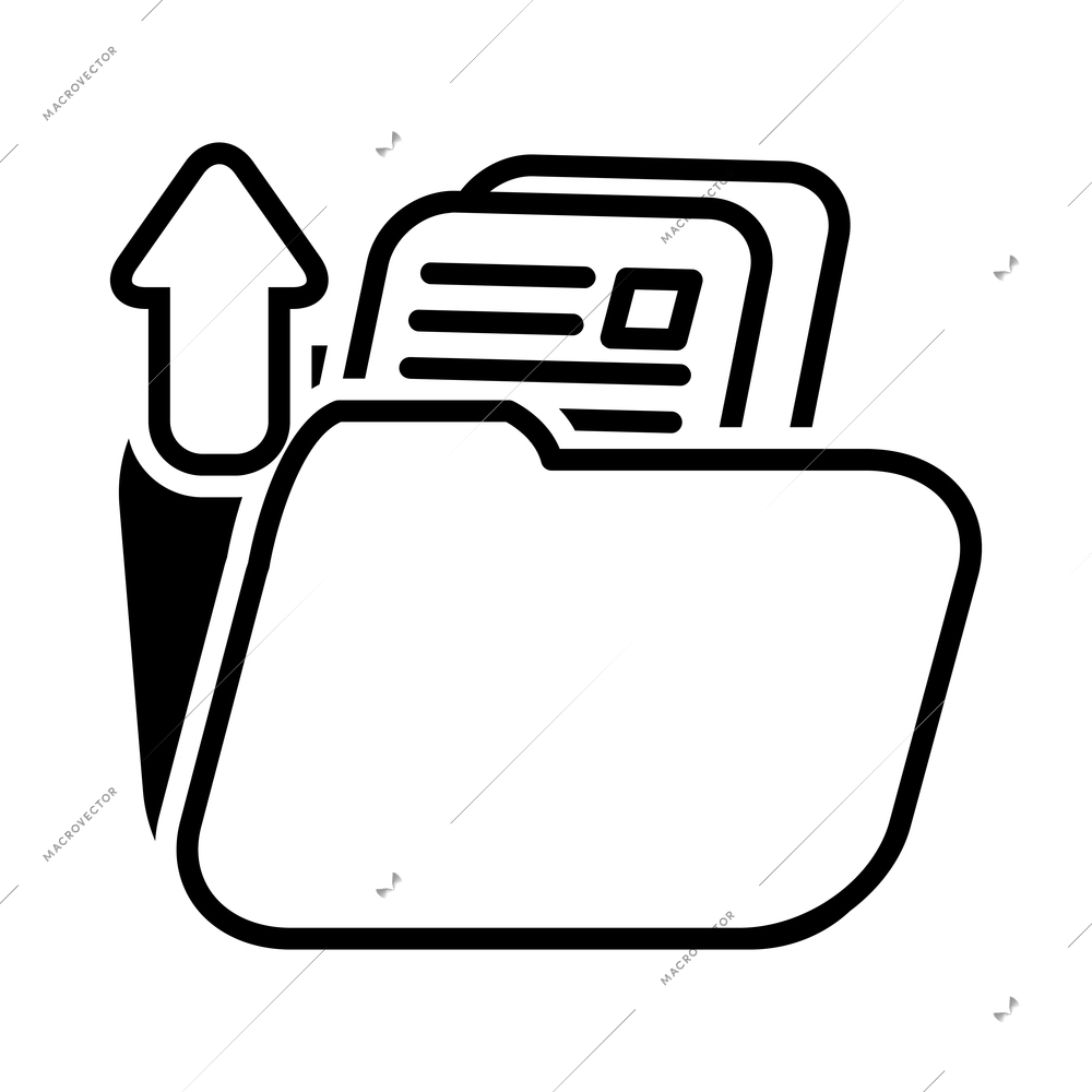 Document composition with isolated outline icon of file with pictogram on blank background vector illustration