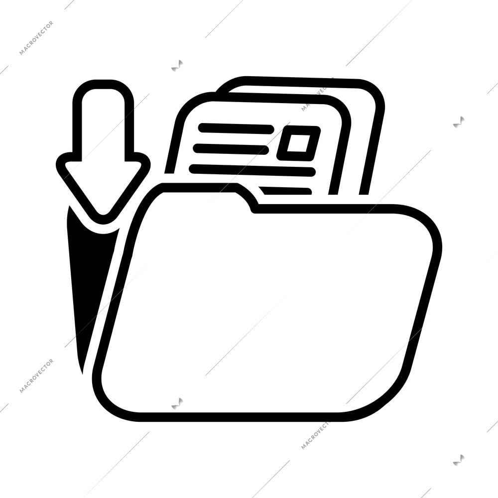 Document composition with isolated outline icon of file with pictogram on blank background vector illustration