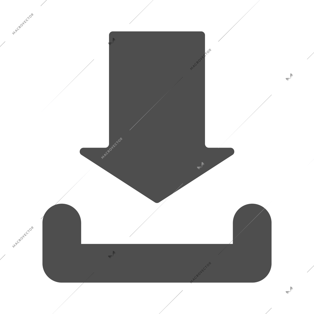 Internet download composition with isolated monochrome arrow symbol and black icon of media vector illustration