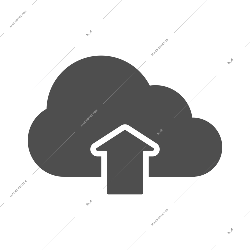 Internet upload composition with isolated monochrome arrow symbol and black icon of media vector illustration