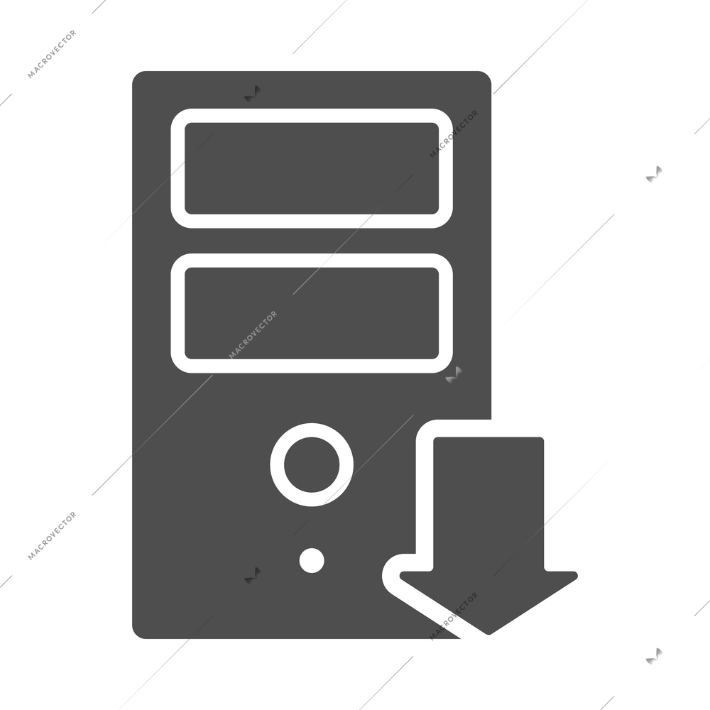 Internet download composition with isolated monochrome arrow symbol and black icon of media vector illustration