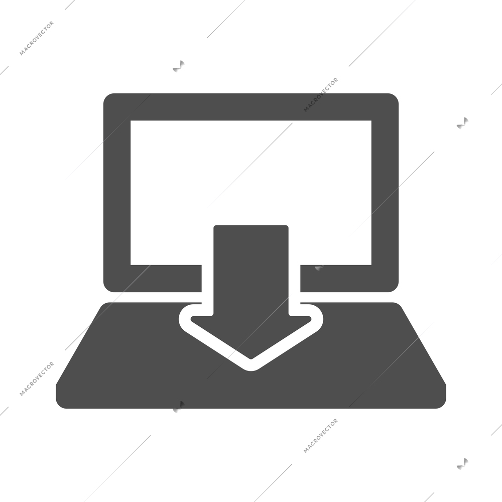Internet download composition with isolated monochrome arrow symbol and black icon of media vector illustration