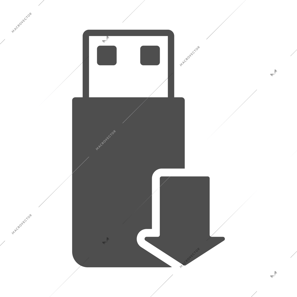 Internet download composition with isolated monochrome arrow symbol and black icon of media vector illustration