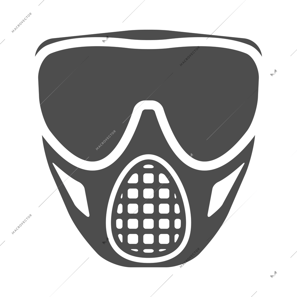 Paintball outdoor game composition with black monochrome icon isolated on blank background vector illustration