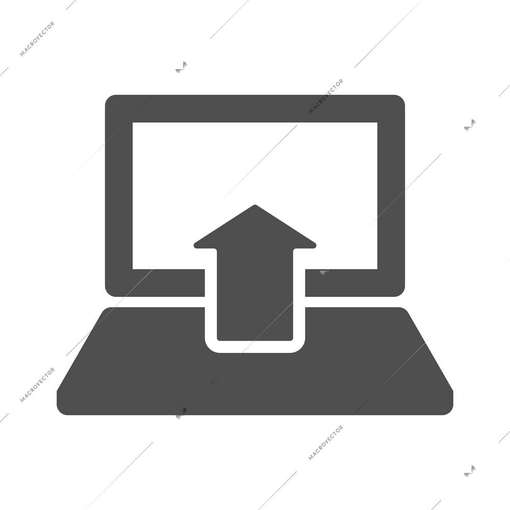 Internet upload composition with isolated monochrome arrow symbol and black icon of media vector illustration