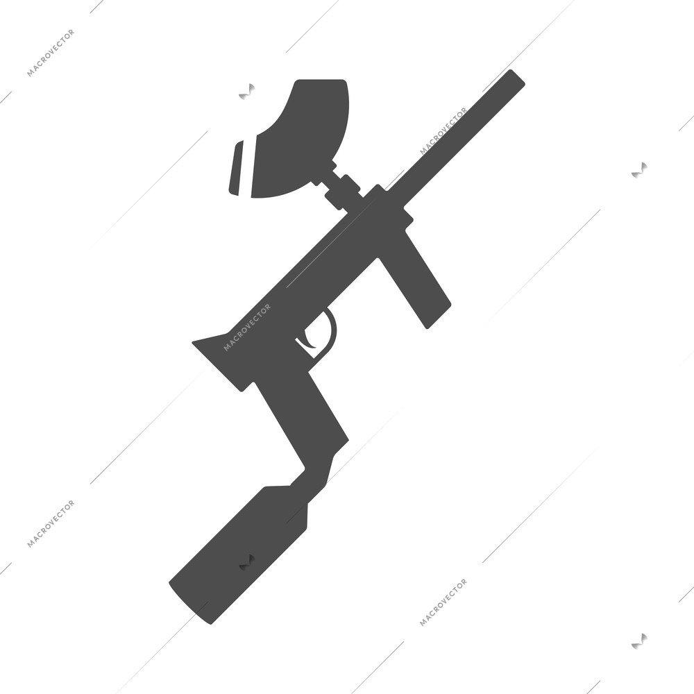 Paintball outdoor game composition with black monochrome icon isolated on blank background vector illustration