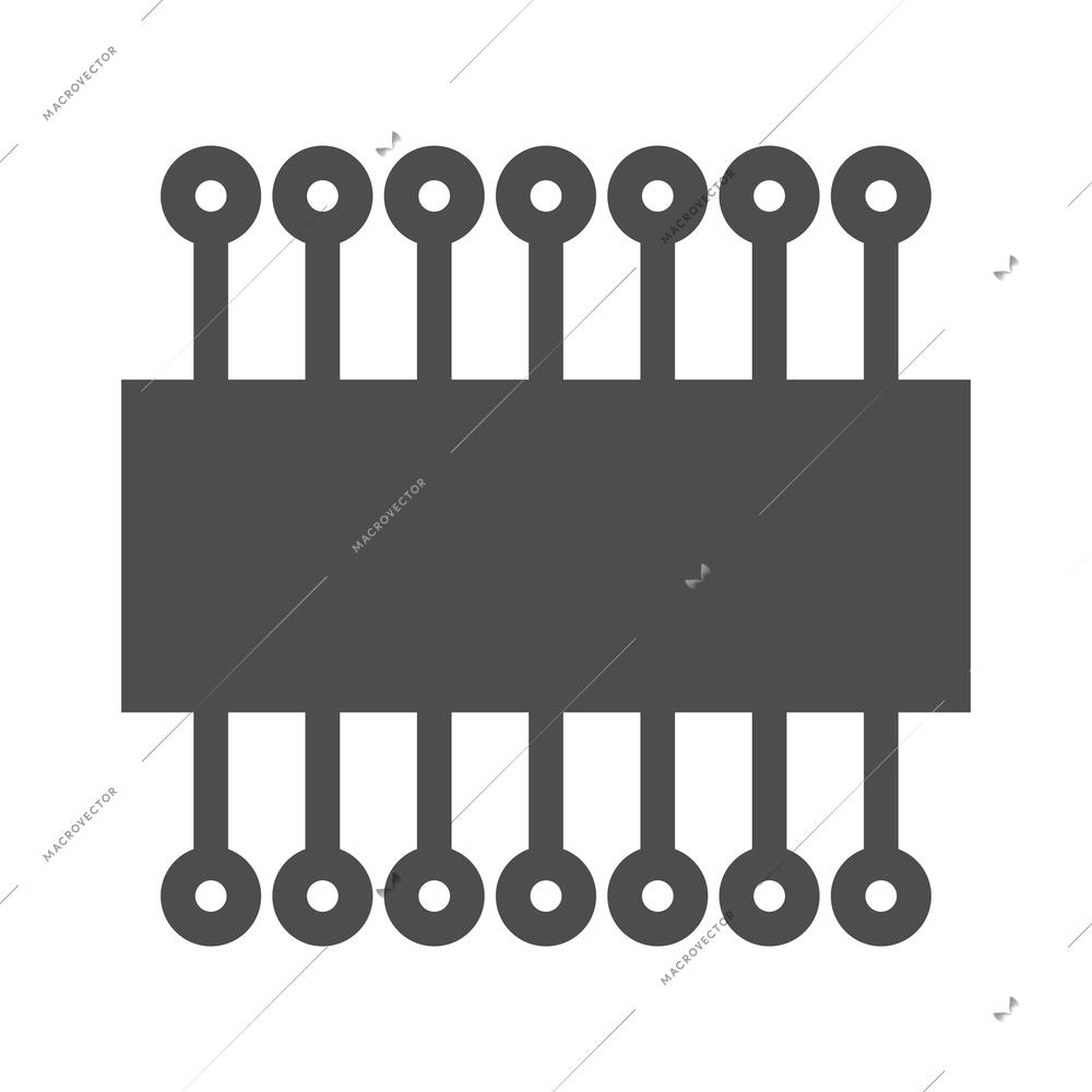 Circuit composition with isolated monochrome icon of electronic component on blank background vector illustration