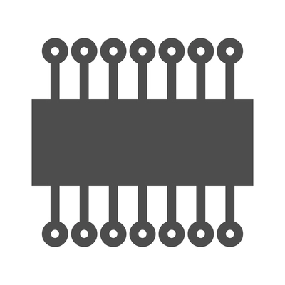 Circuit composition with isolated monochrome icon of electronic component on blank background vector illustration