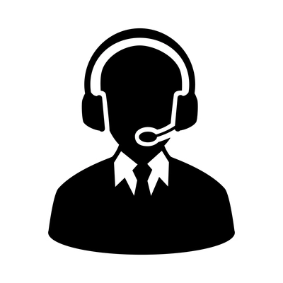 Call center composition with isolated monochrome silhouette icon of customer care phone assistance service vector illustration