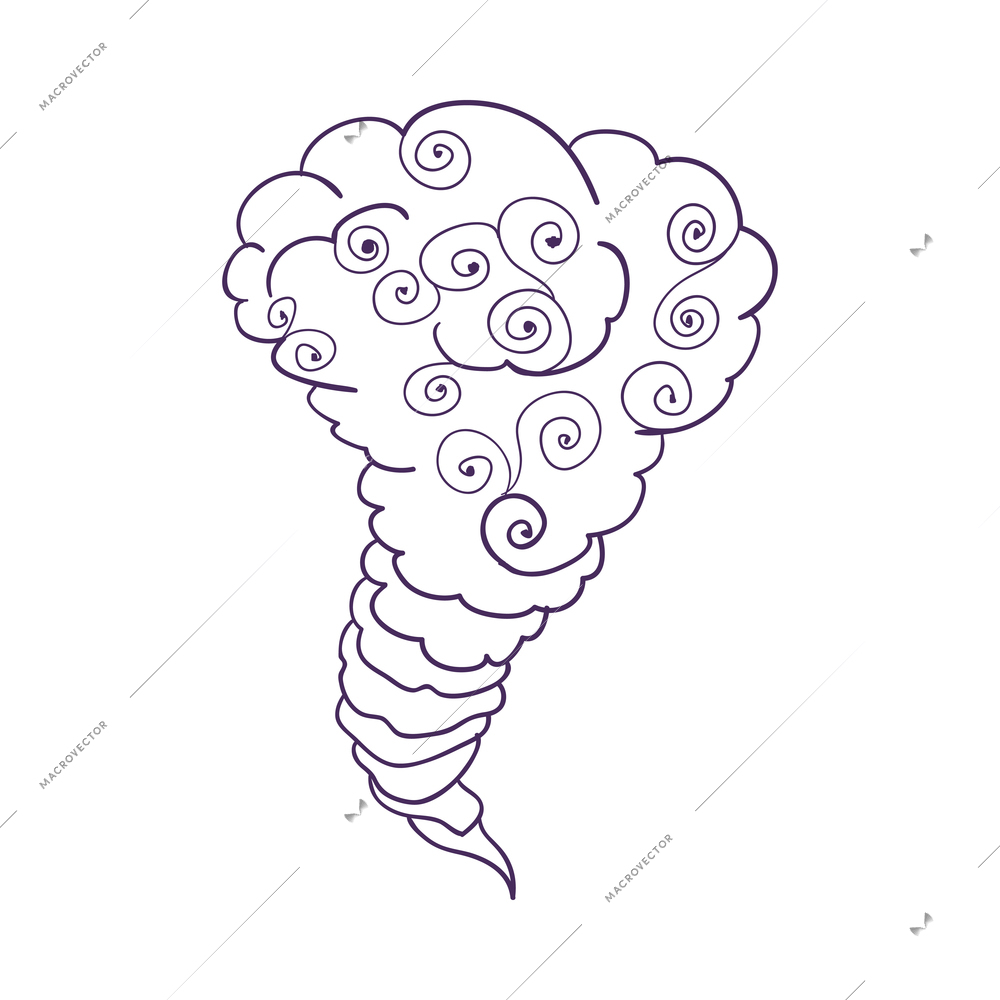 Doodle weather composition with isolated forecast outline icon with decorative floral elements vector illustration