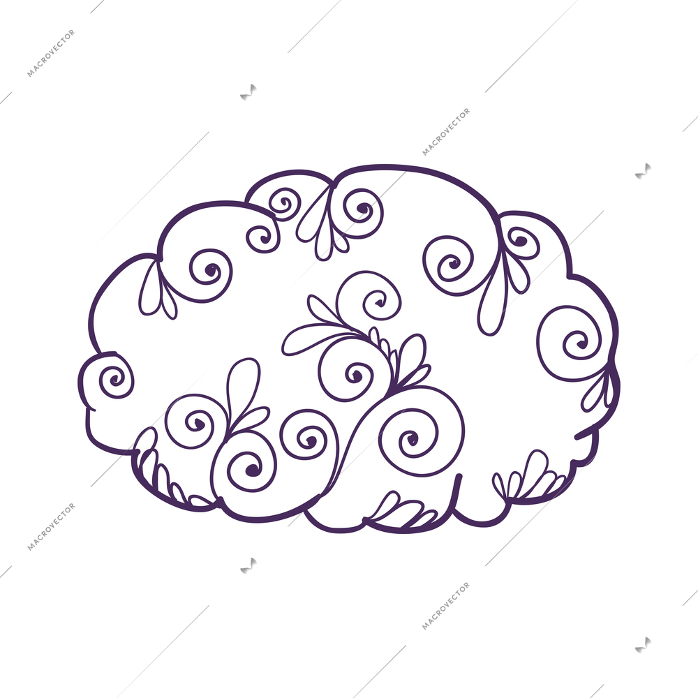 Doodle weather composition with isolated forecast outline icon with decorative floral elements vector illustration