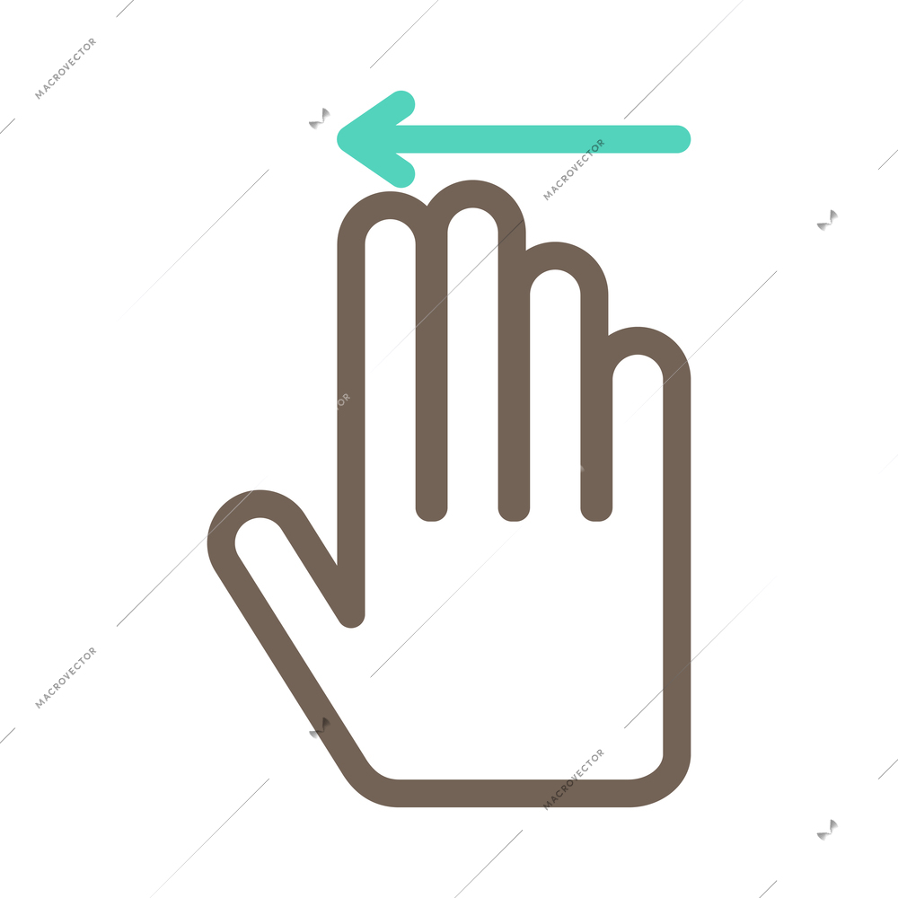 Hand touching screen composition with isolated outline icon of human fingers with touchscreen sign vector illustration