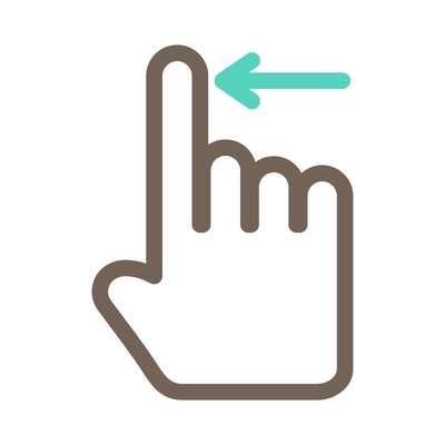 Hand touching screen composition with isolated outline icon of human fingers with touchscreen sign vector illustration