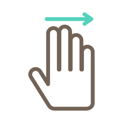 Hand touching screen composition with isolated outline icon of human fingers with touchscreen sign vector illustration