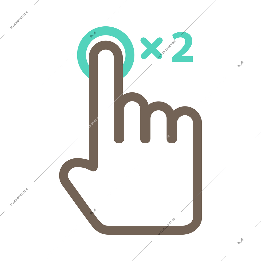 Hand touching screen composition with isolated outline icon of human fingers with touchscreen sign vector illustration