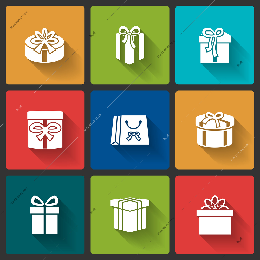 Gift boxes icons set for mobile shopping application isolated vector illustration