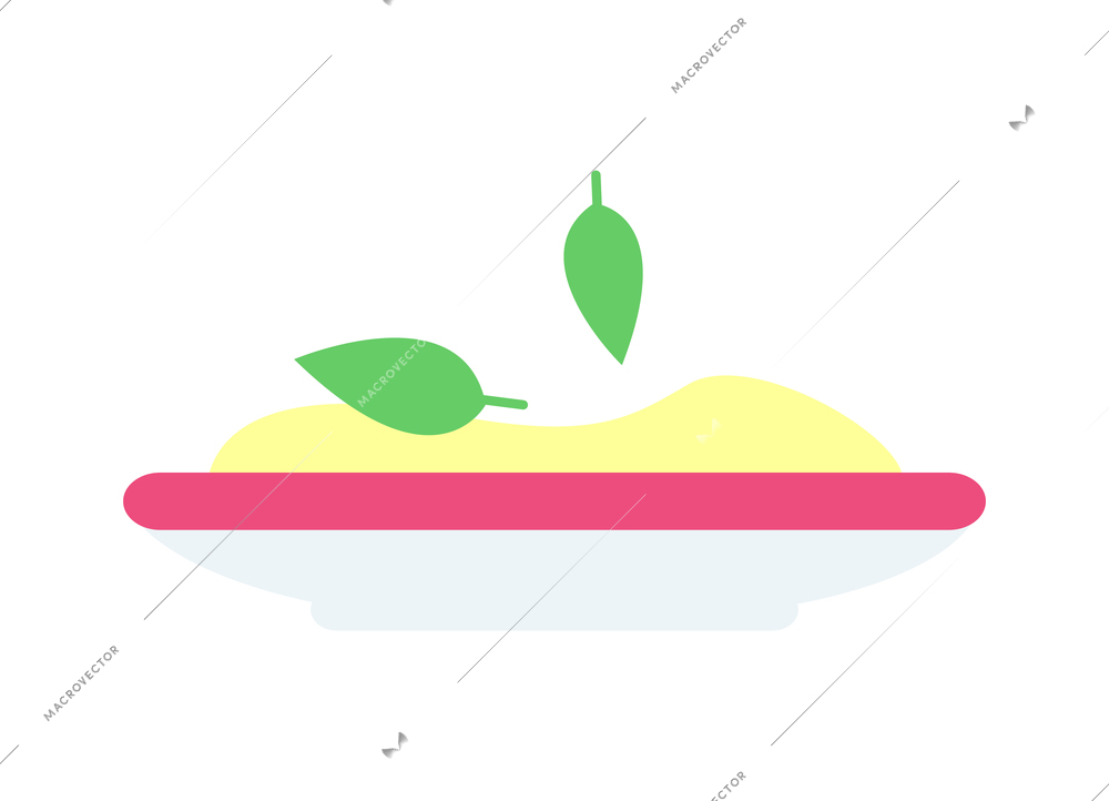 Cooking chief composition with isolated image of ready dish on blank background vector illustration