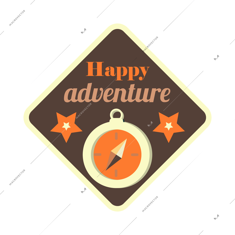 Outdoors tourism camping composition with flat isolated badge with editable text on blank background vector illustration