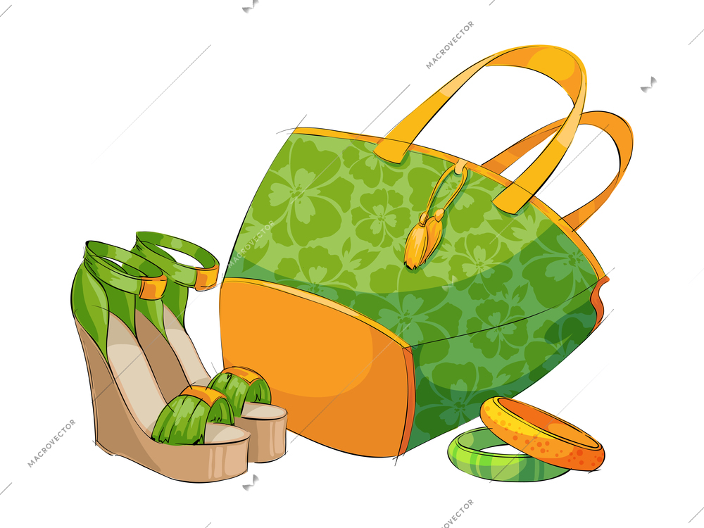 Fashion accessory composition with isolated image of luxury female goods on blank background vector illustration