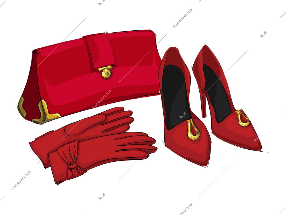 Fashion accessory composition with isolated image of luxury female goods on blank background vector illustration