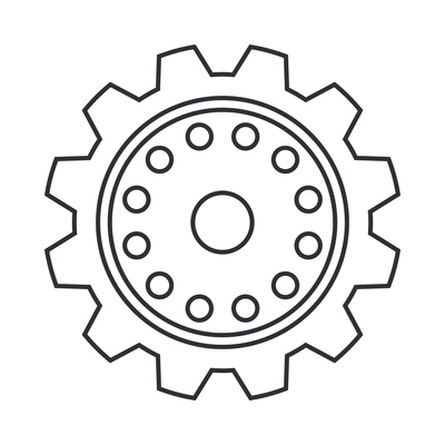 Cogs wheel composition with isolated outline icon of gear pictogram on blank background vector illustration