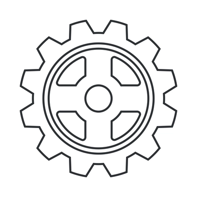 Cogs wheel composition with isolated outline icon of gear pictogram on blank background vector illustration