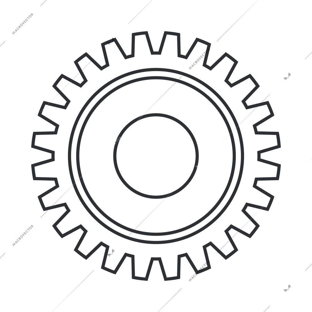 Cogs wheel composition with isolated outline icon of gear pictogram on blank background vector illustration