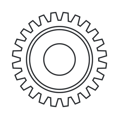 Cogs wheel composition with isolated outline icon of gear pictogram on blank background vector illustration