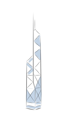 Sketch building composition with isolated image of drawn style tower skyscraper on blank background vector illustration