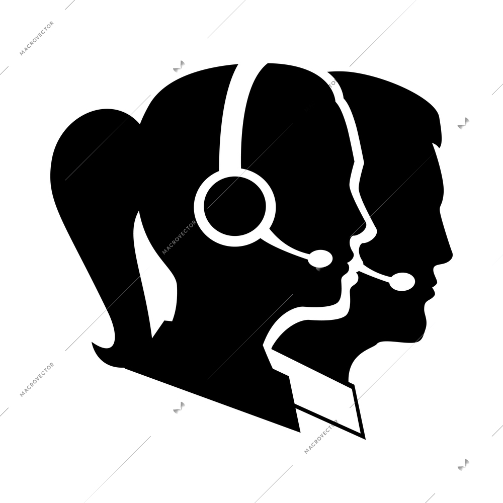 Call center composition with isolated monochrome silhouette icon of customer care phone assistance service vector illustration