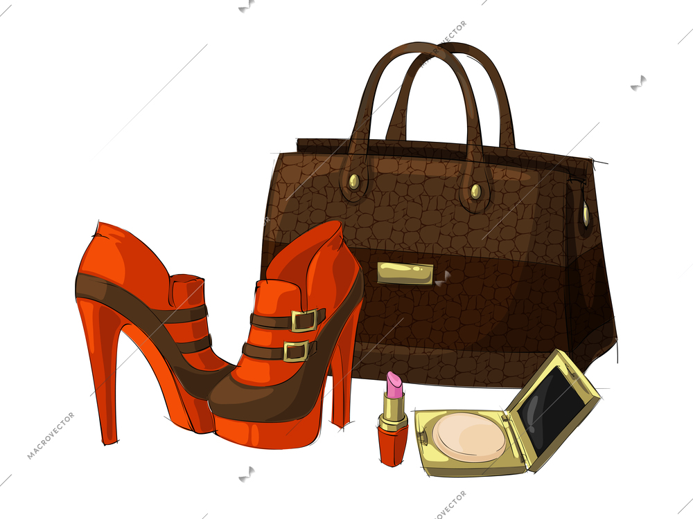 Fashion accessory composition with isolated image of luxury female goods on blank background vector illustration