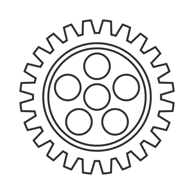 Cogs wheel composition with isolated outline icon of gear pictogram on blank background vector illustration