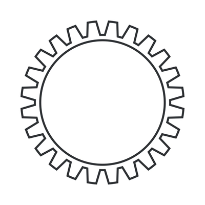 Cogs wheel composition with isolated outline icon of gear pictogram on blank background vector illustration