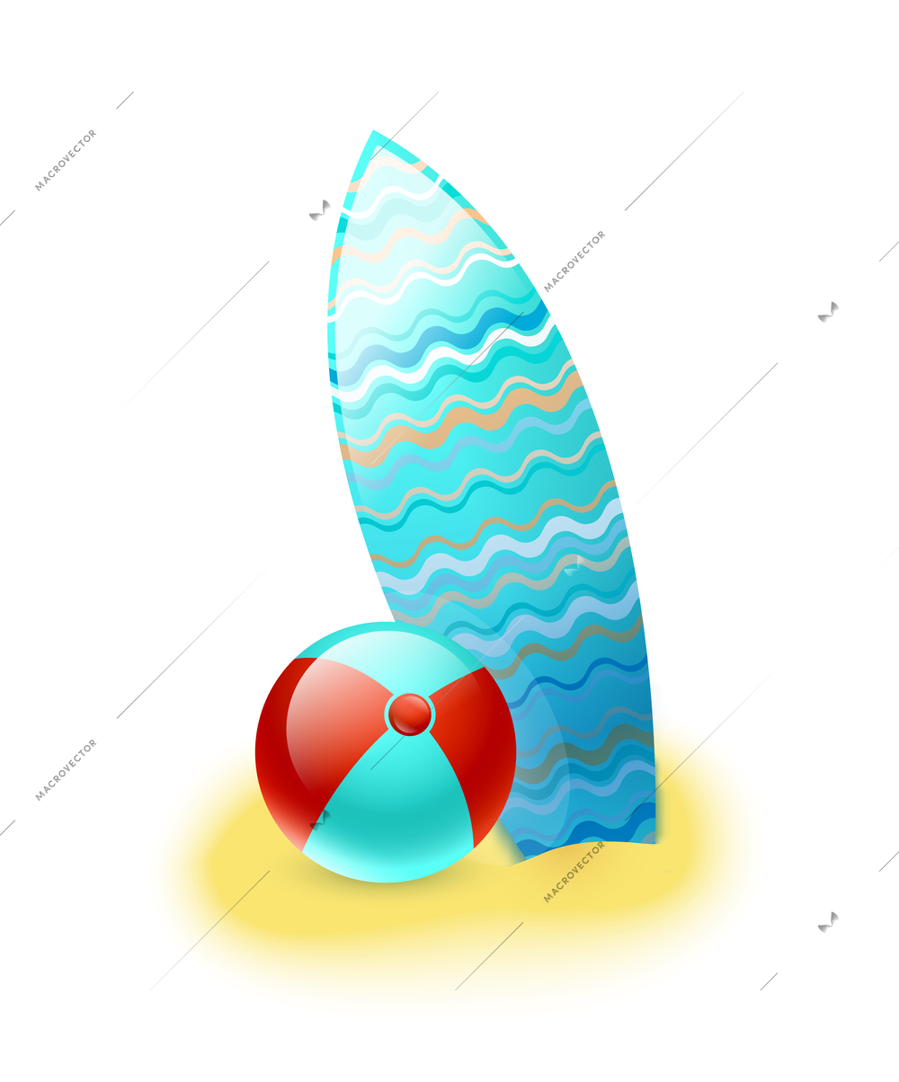 Summer holiday vacation accessories composition with sandy ground and images of beach goods vector illustration