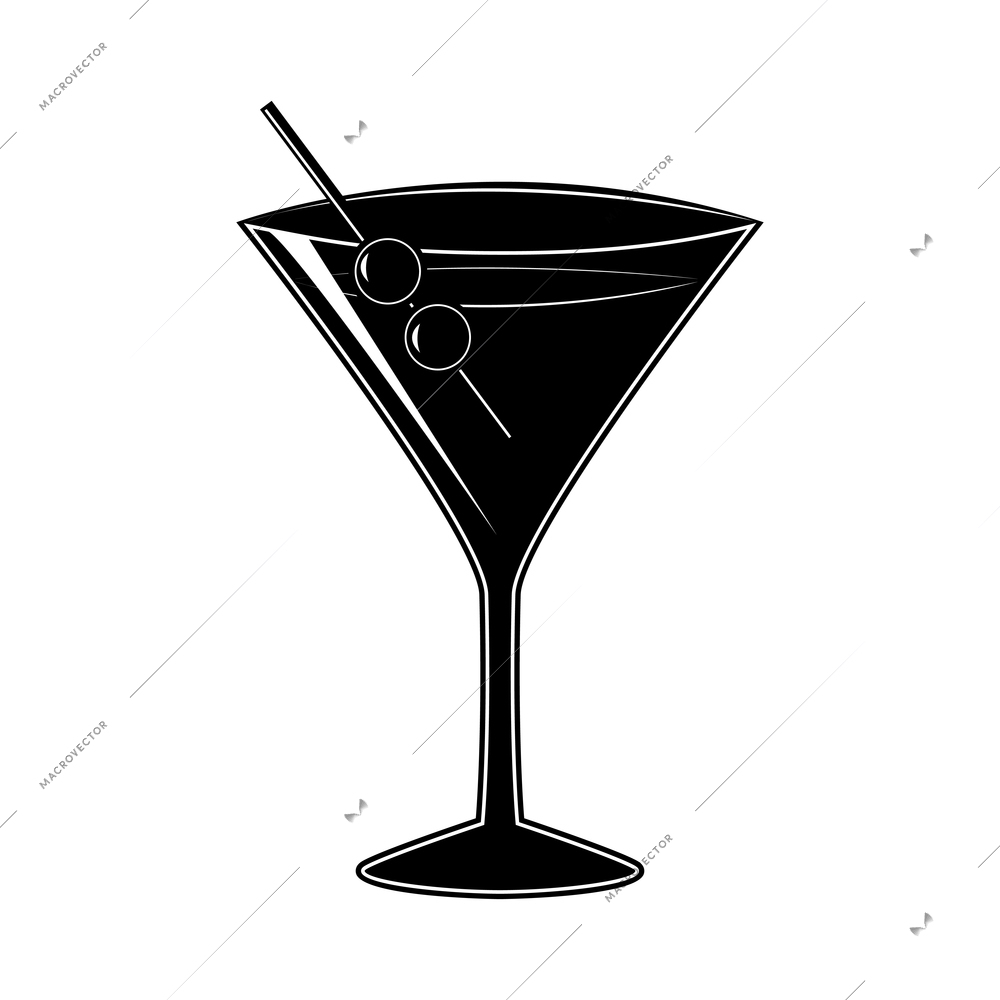 Pictograms of party cocktails with alcohol drinks martini vodka tequila and brandy isolated vector illustration