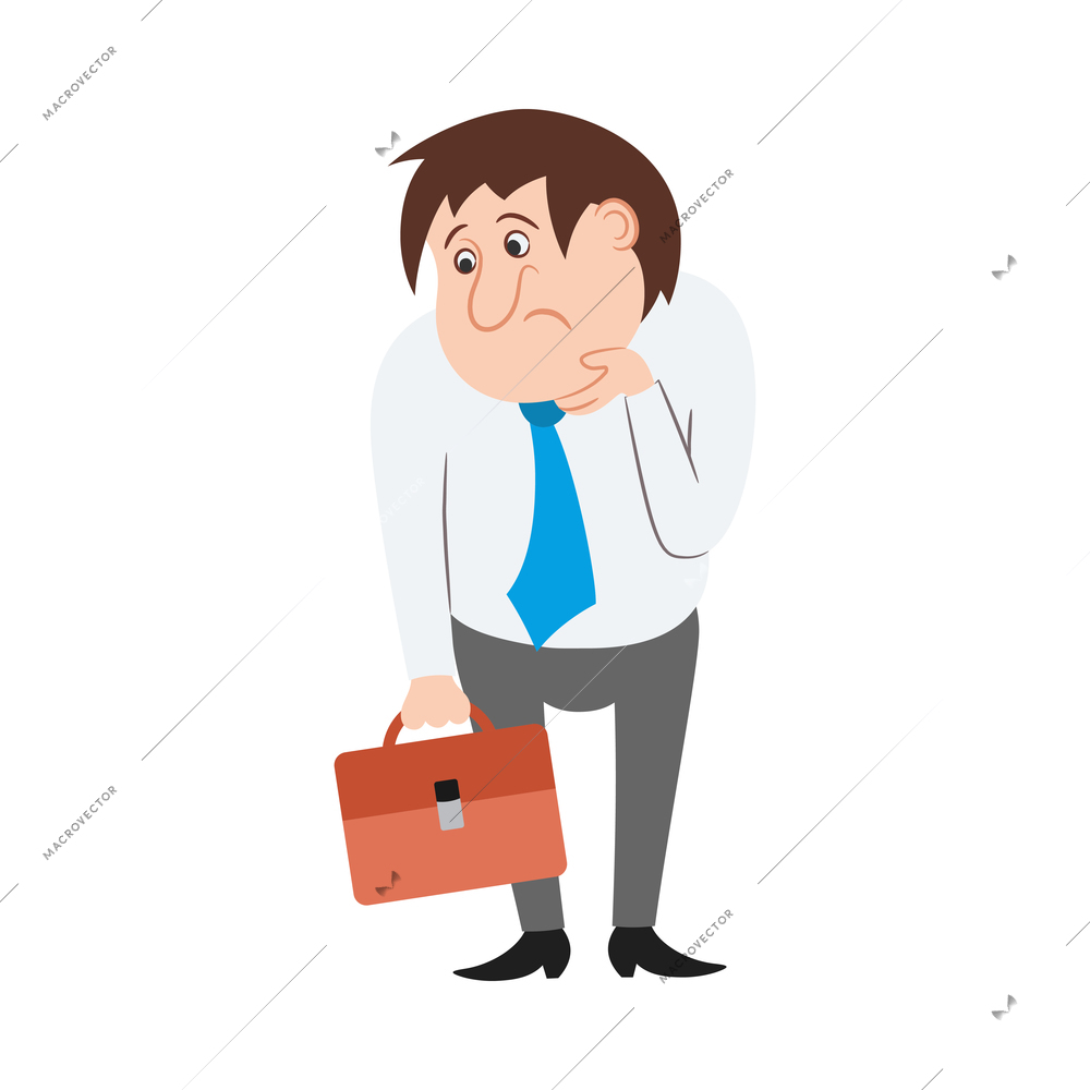 Businessman character composition with isolated cartoon style man funny emotion pose on blank background vector illustration