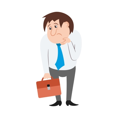 Businessman character composition with isolated cartoon style man funny emotion pose on blank background vector illustration