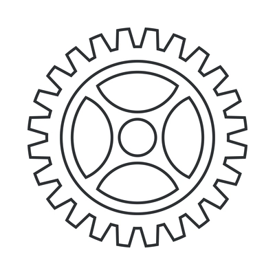 Cogs wheel composition with isolated outline icon of gear pictogram on blank background vector illustration