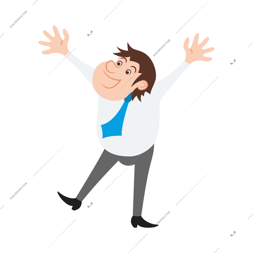 Businessman character composition with isolated cartoon style man funny emotion pose on blank background vector illustration