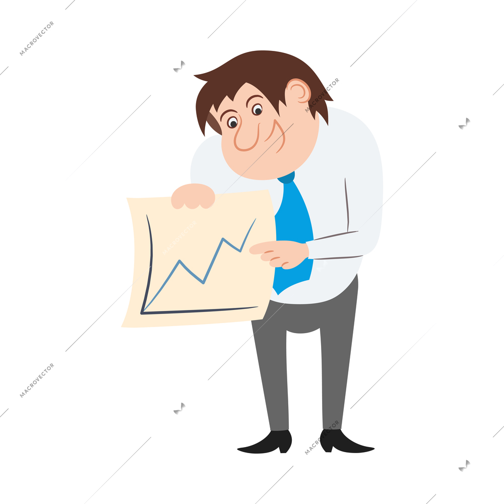 Businessman character composition with isolated cartoon style man funny emotion pose on blank background vector illustration