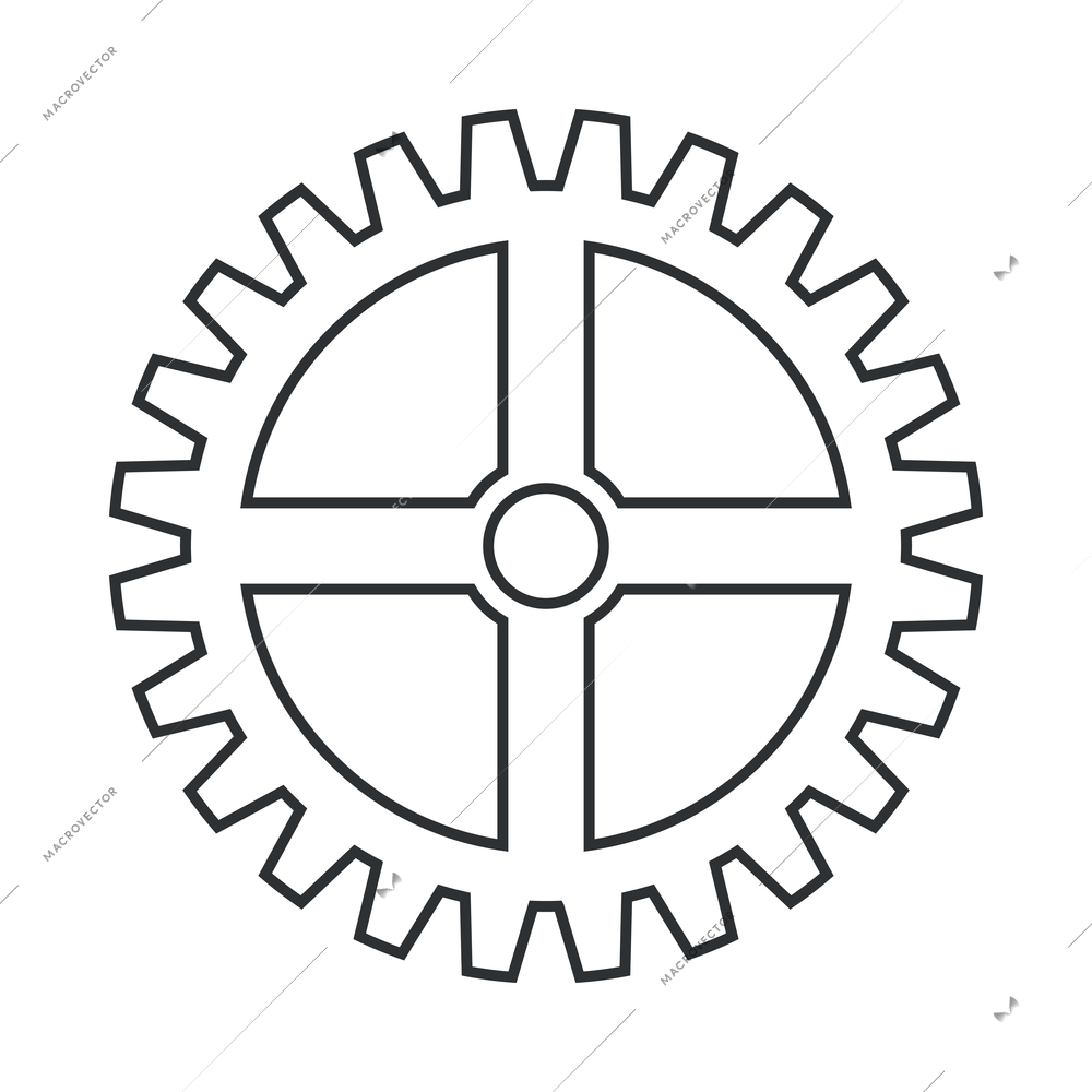 Cogs wheel composition with isolated outline icon of gear pictogram on blank background vector illustration