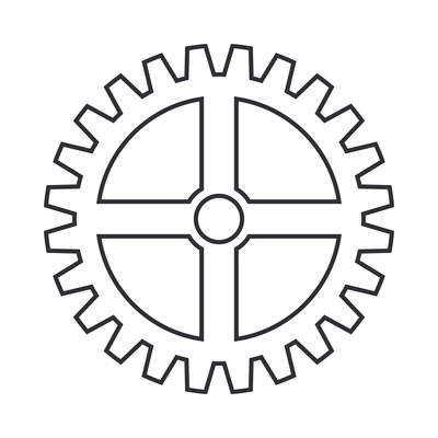 Cogs wheel composition with isolated outline icon of gear pictogram on blank background vector illustration