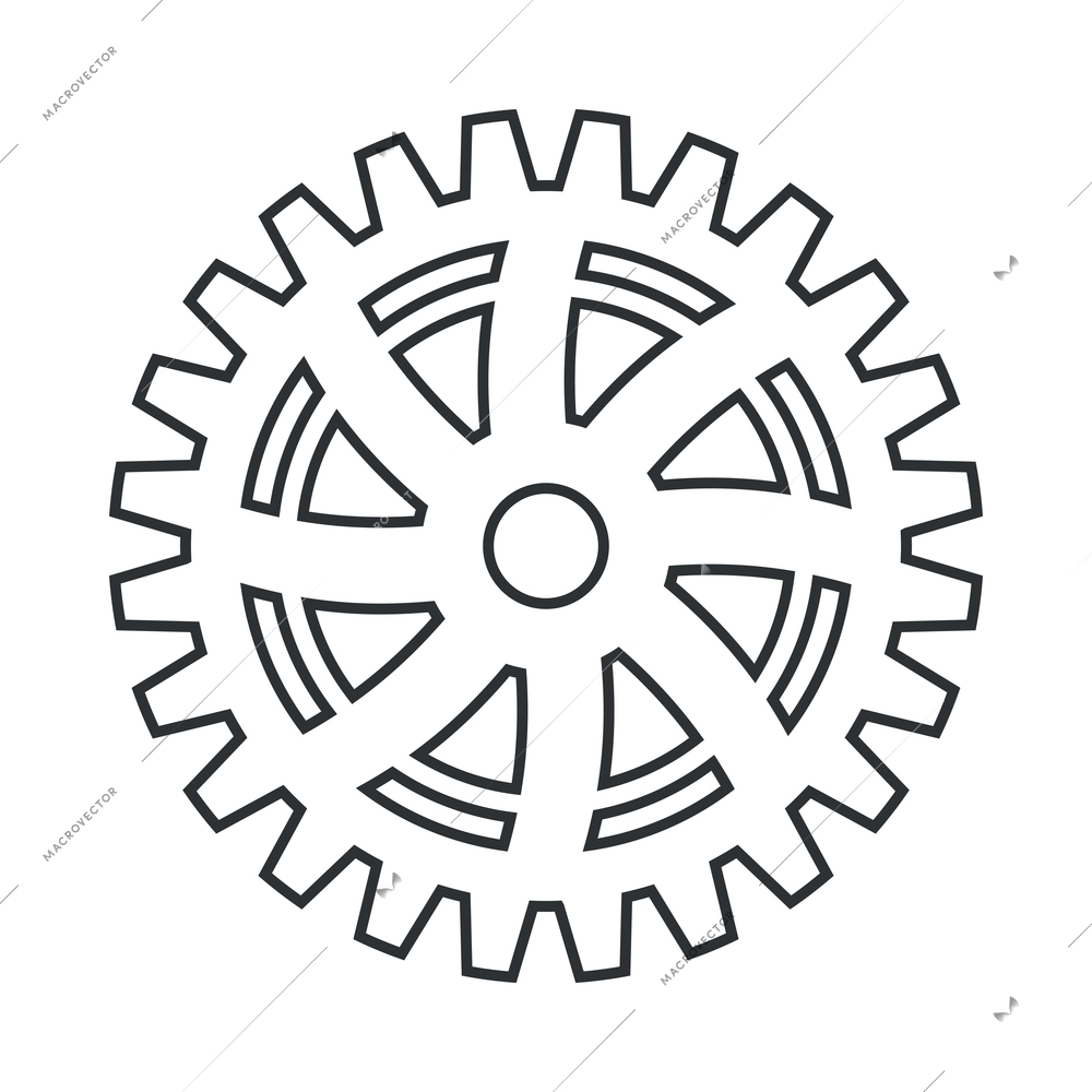 Cogs wheel composition with isolated outline icon of gear pictogram on blank background vector illustration