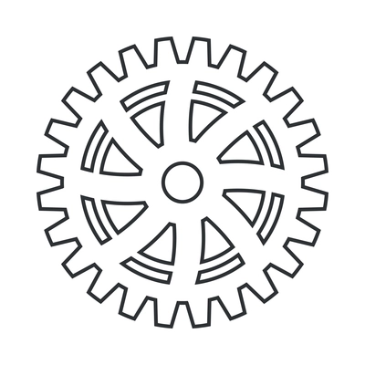 Cogs wheel composition with isolated outline icon of gear pictogram on blank background vector illustration