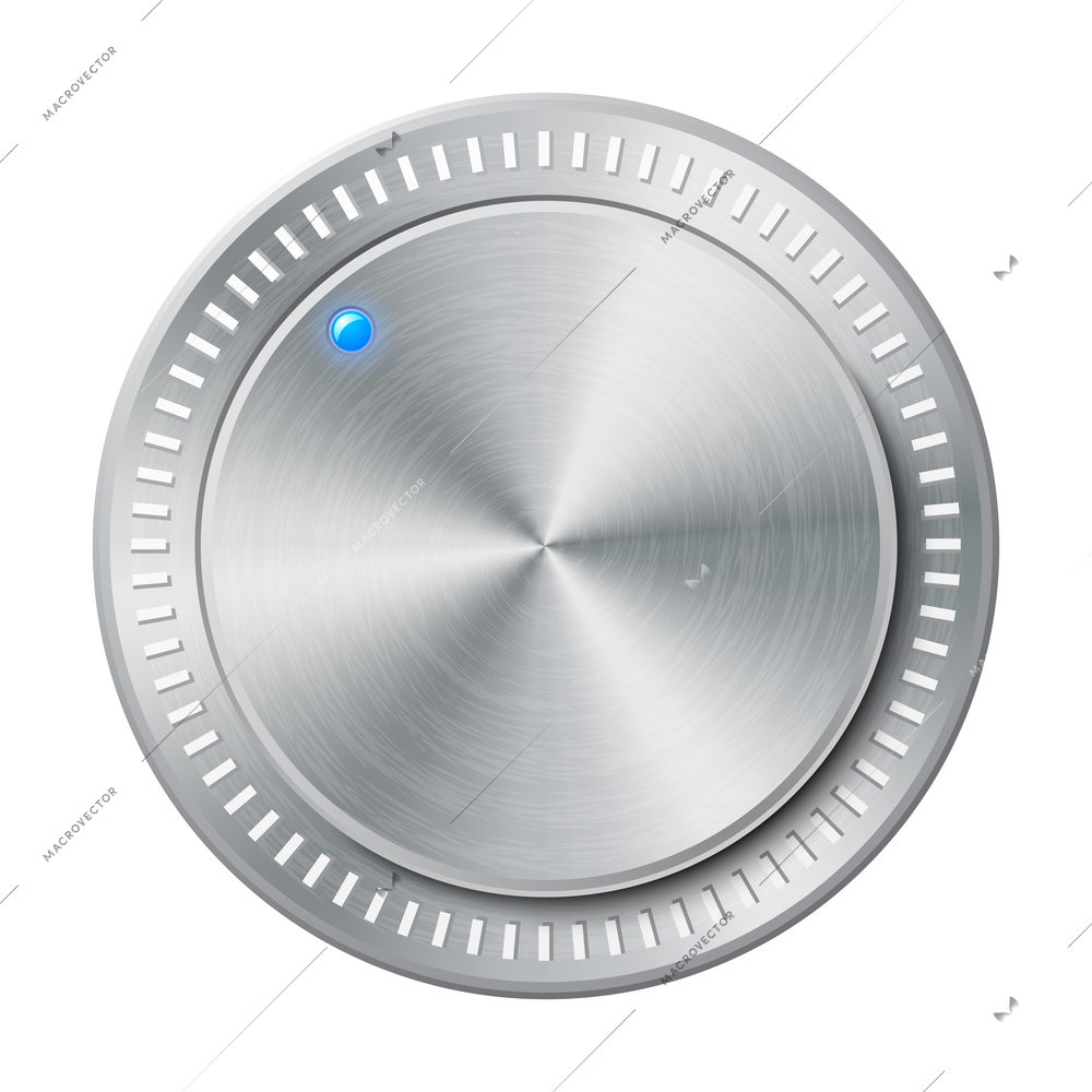 Metal interface buttons composition with isolated image of iron colored control on blank background vector illustration