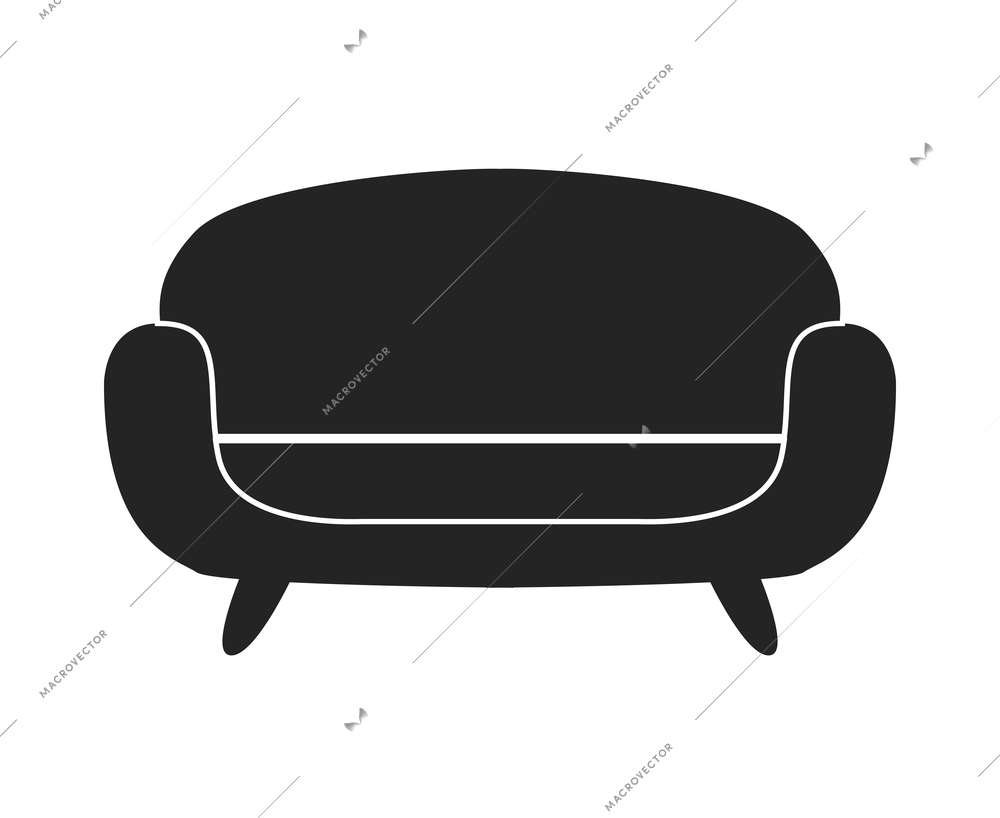 Modern sofa furniture composition with isolated monochrome icon of couch for living room vector illustration