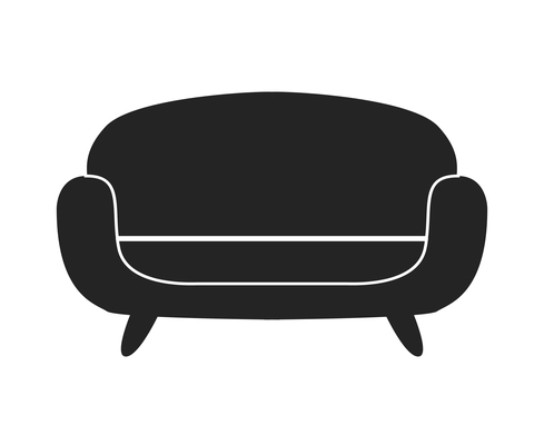 Modern sofa furniture composition with isolated monochrome icon of couch for living room vector illustration