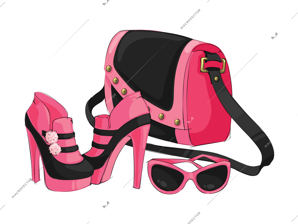 Fashion accessory composition with isolated image of luxury female goods on blank background vector illustration