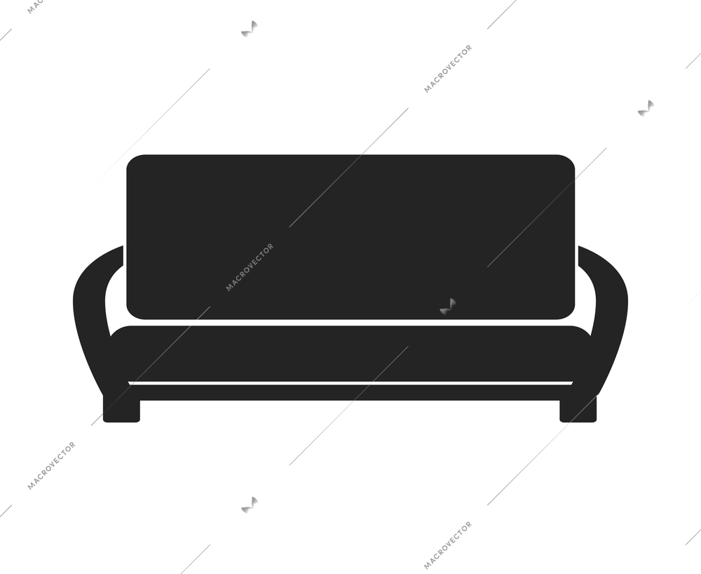 Modern sofa furniture composition with isolated monochrome icon of couch for living room vector illustration